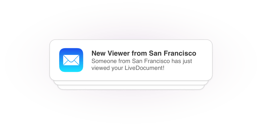 Notification showing new viewer from San Francisco